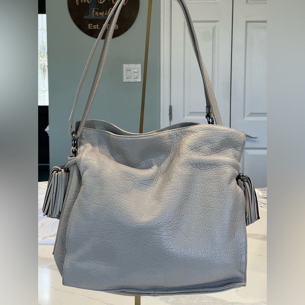 LOEWE Convertible Nappa Leather Hobo Tote in Sand Beige — COA Included